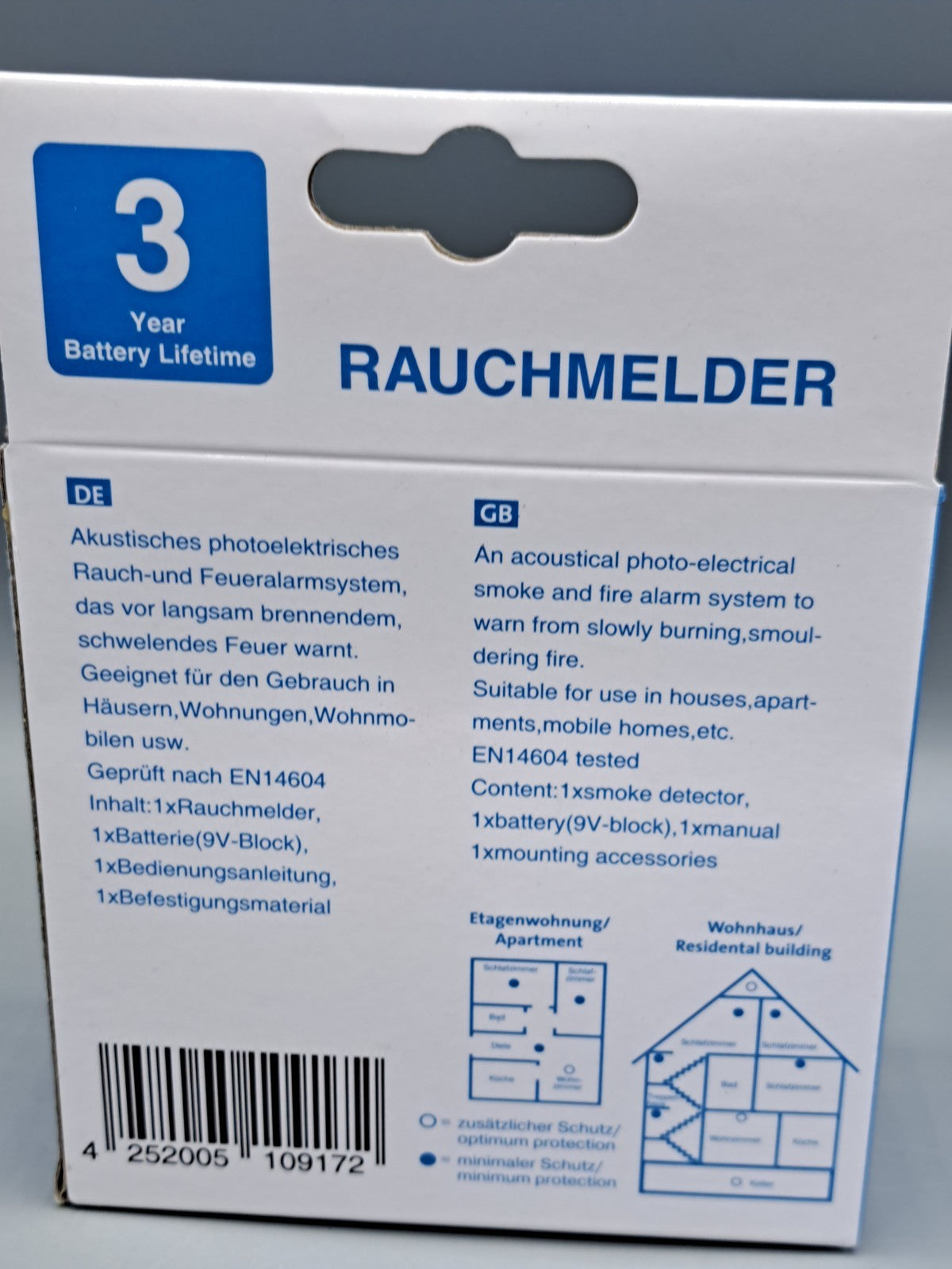 Rauchmelder Brandmelder Feuermelder Rauchwarnmelder mit lautem Alarmsignal A6