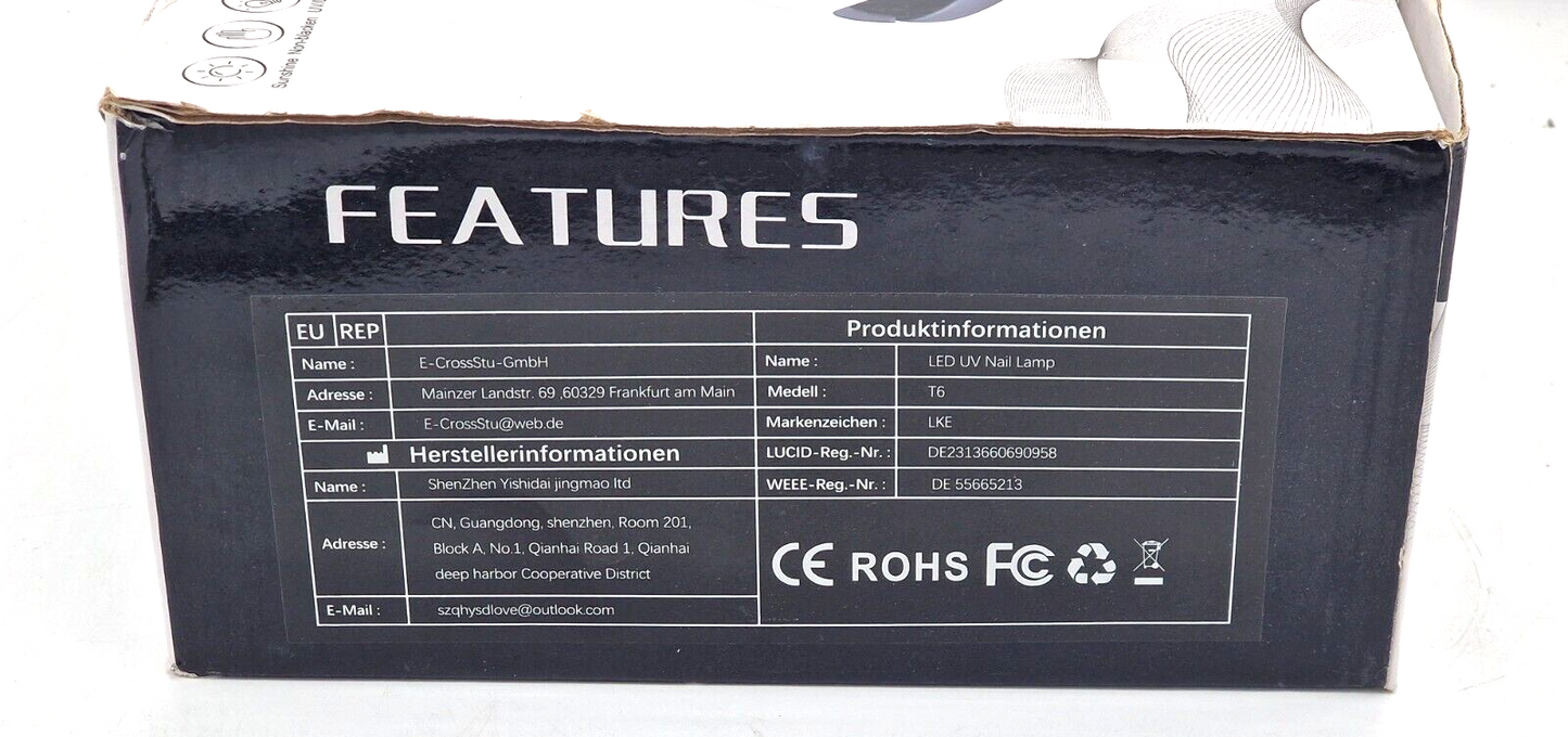LKE 220W UV Lampe Gelnägel Nagellampe Verbesserter Ladestecker 4x
