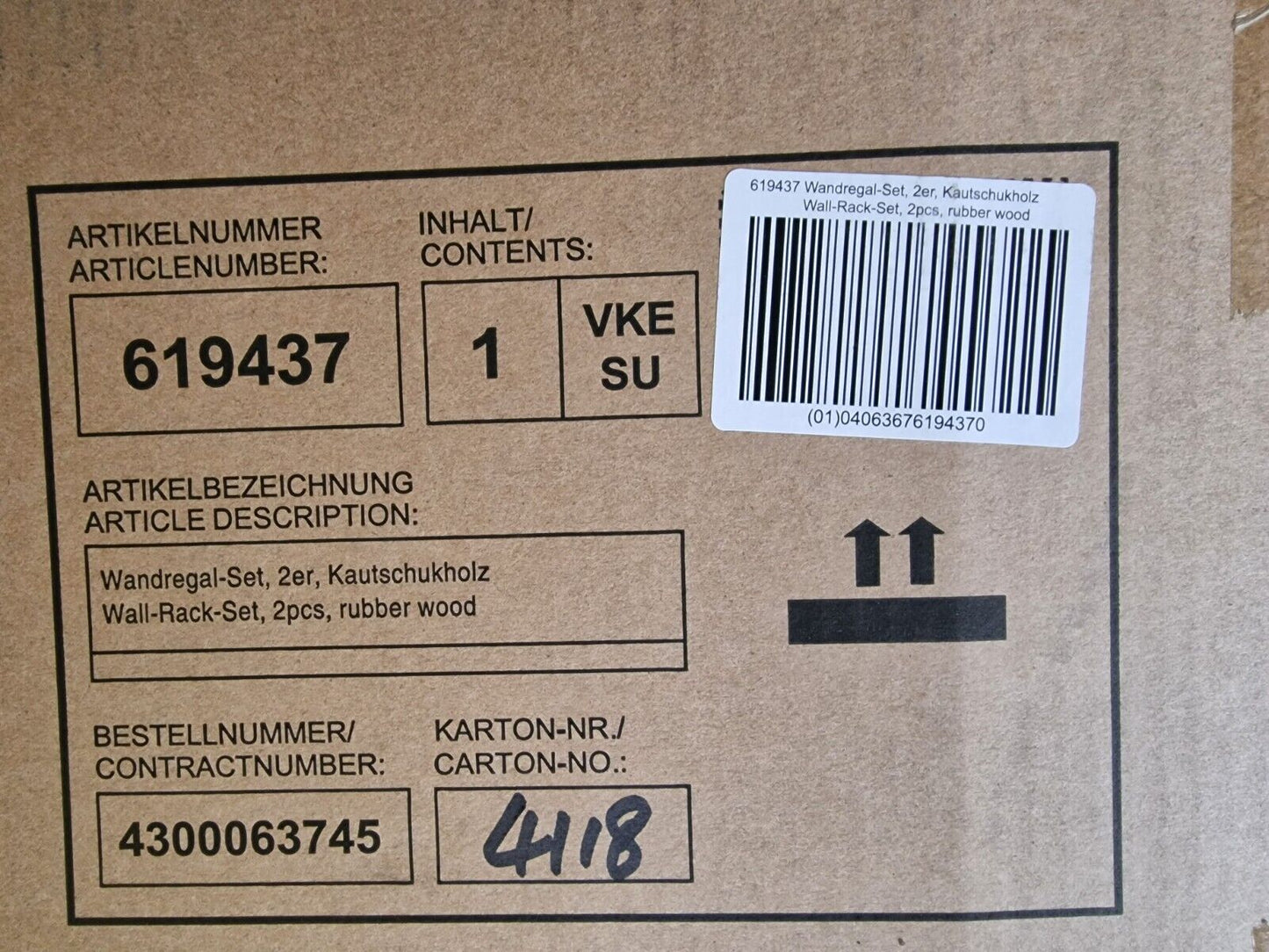 Tchibo 619437, Wandregal-Set, 2er, Kautschukholz
