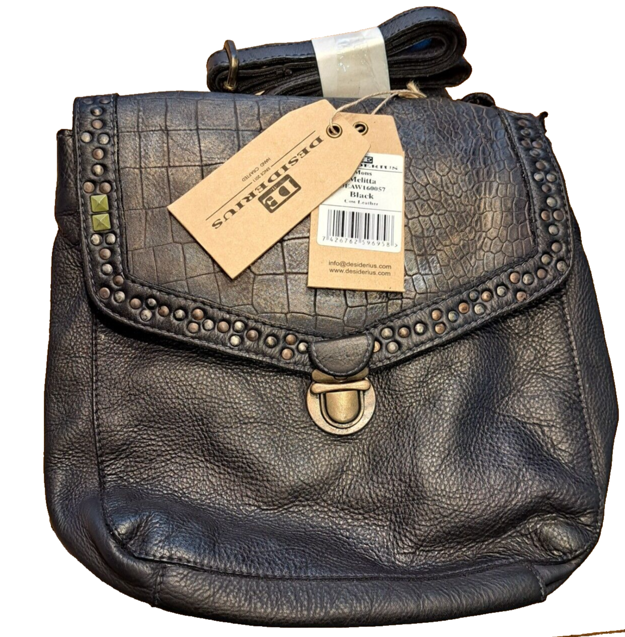 Desiderius Mons Melitta Black Handtasche, UVP: 169,95, Echtleder, Damentasche