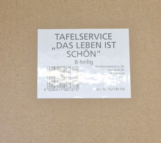 Tafelservice "Das Leben ist Schön" 8-Teilig, Weltbild