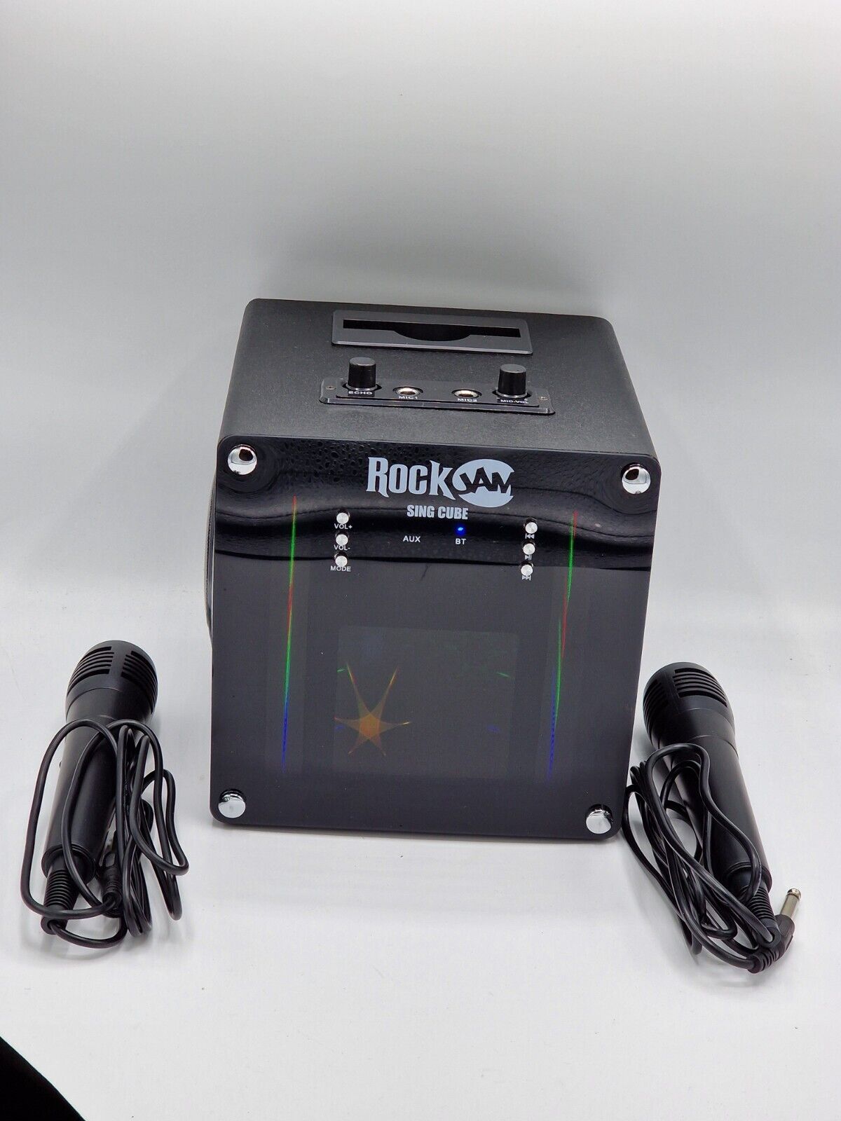 RockJam Singcube 5-Watt-Bluetooth-Karaoke-Maschine mit zwei Mikrofonen