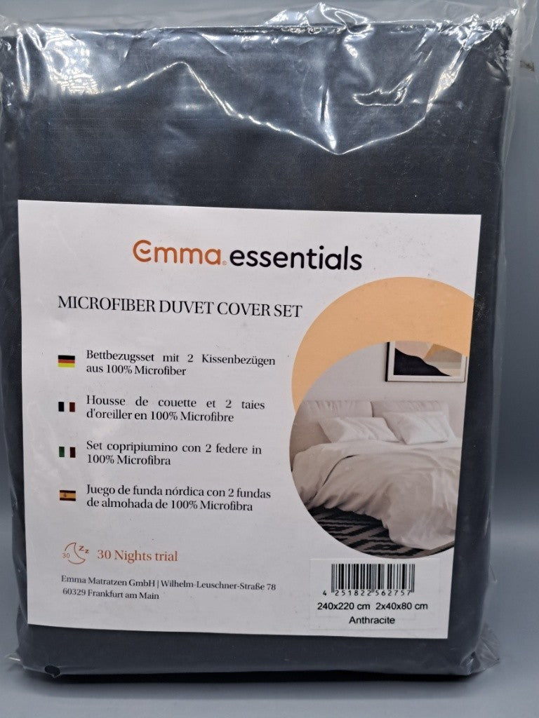 Emma Essentials Bettbezugset 240x220 cm 2 Kissen 40x80 cm Anthrazit