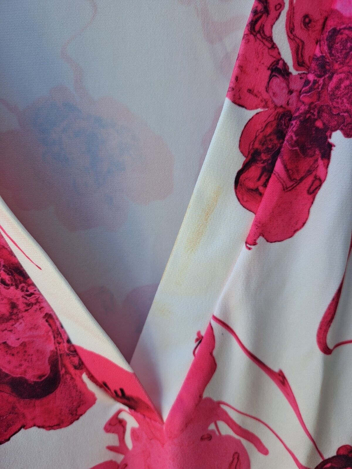 IN-PRINT Kleid, 1/2-Arm Polokragen Blätterdruck Pink, Größe M