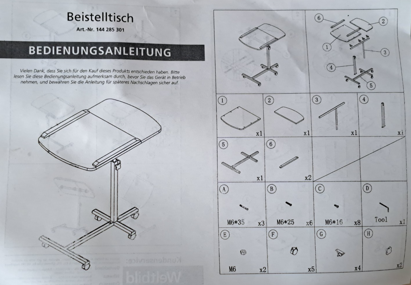 Beistelltisch Multi Tisch & Laptopständer – Rollbar, klappbar & höhenverstellbar