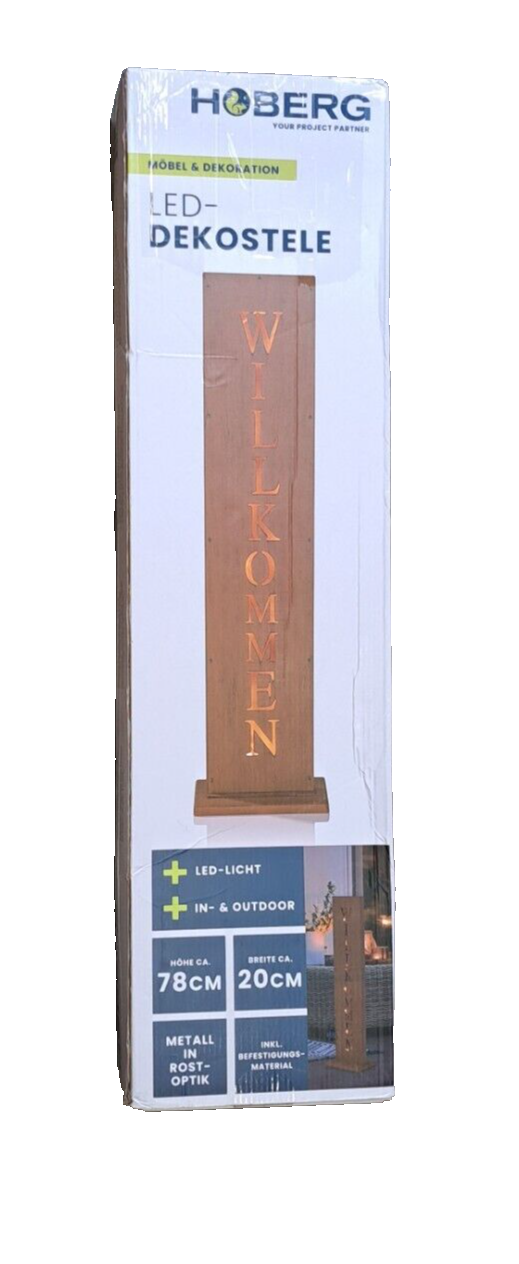 Hoberg LED Schild mit Willkommengruß in trendiger Rost-Optik