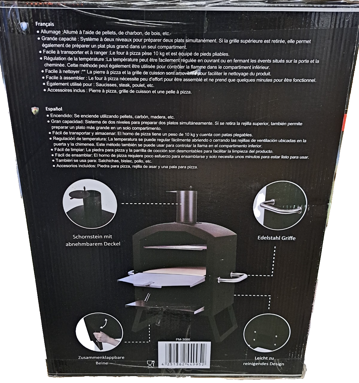 DMS® mobiler Outdoor Pizzaofen mit Pizzastein & Grillrost für Garten/Terrasse 🍕