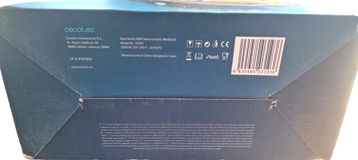 Cecotec Elektrischer Grill Rock’Ngrill 2000 Stone Ceramic Mix&Grill