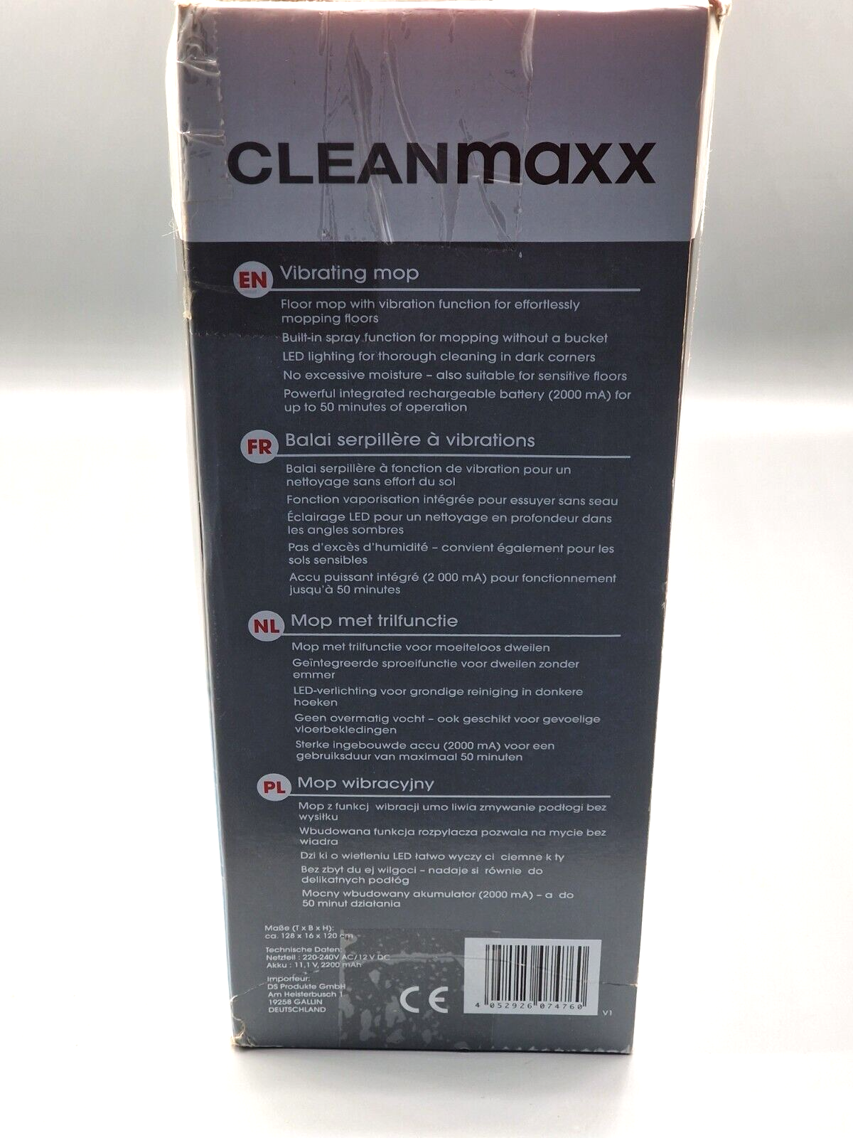 Cleanmaxx vibrations-Wischmopp, integrierter Wassertank