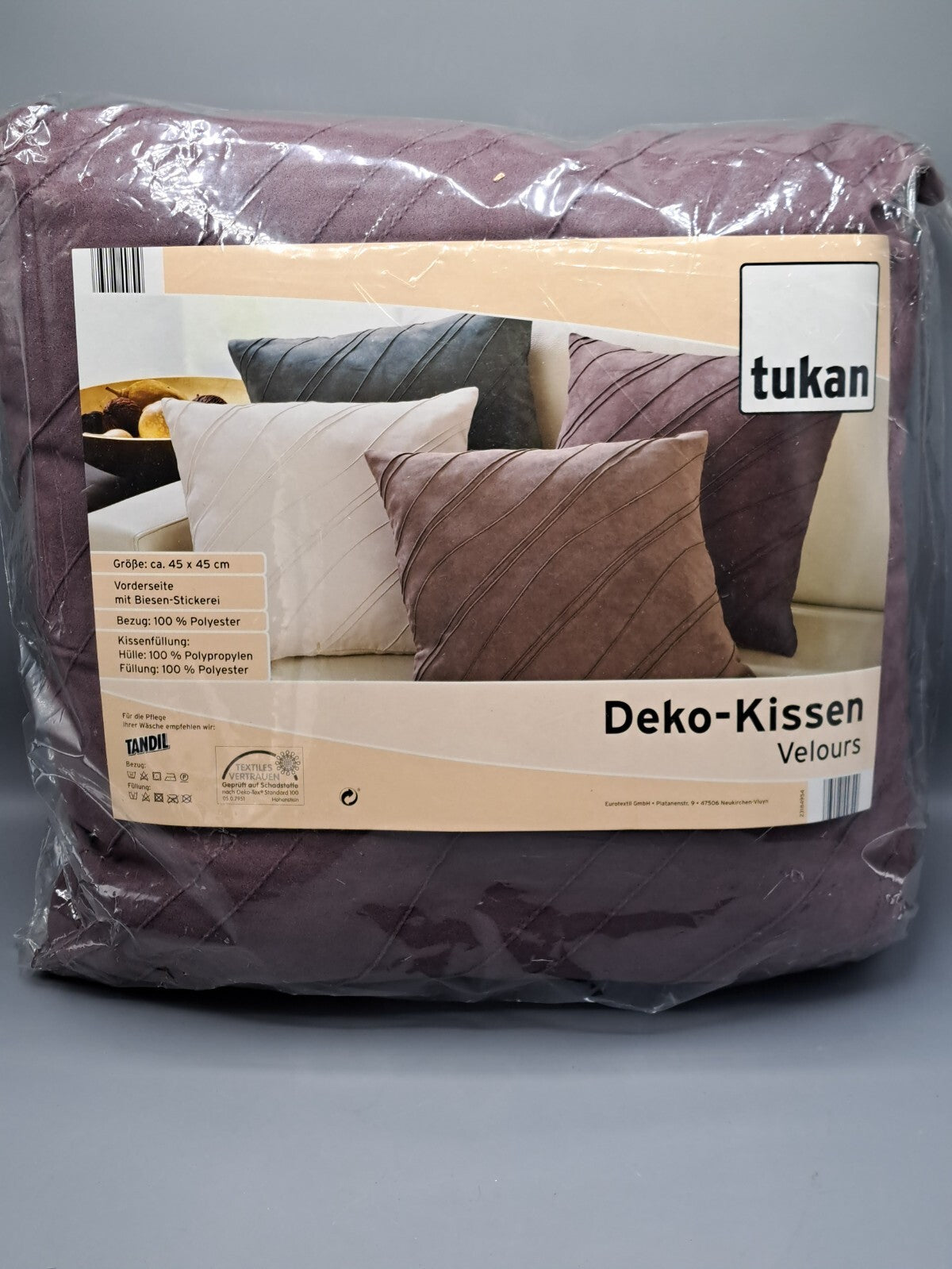 Tukan Deko-Kissen, 45x45cm, Biesen Stickerei
