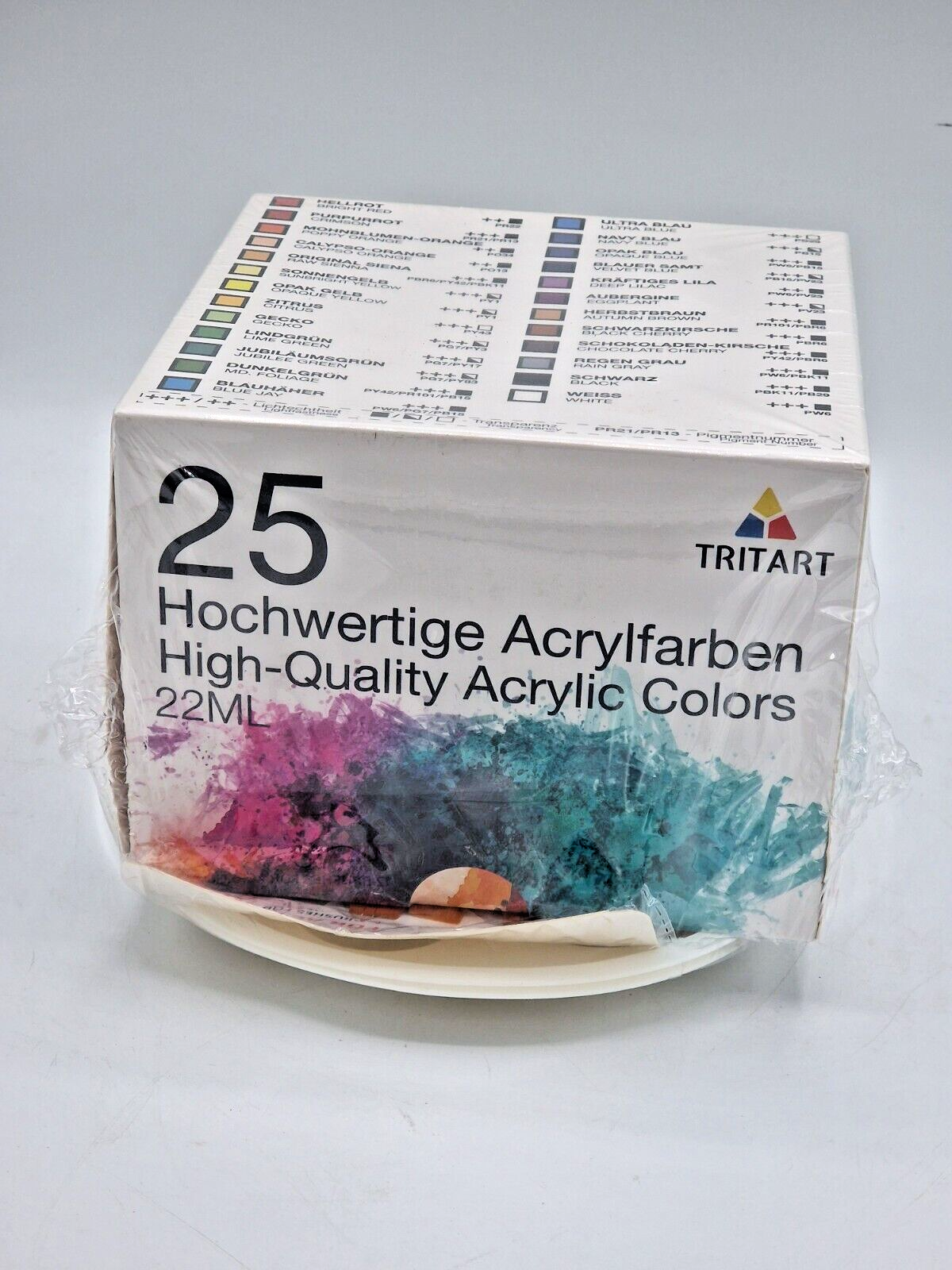 Acryl-Farben-Set mit 12 Pinsel und 2 Mischpaletten Hochpigmentiert 25x22ml Tuben