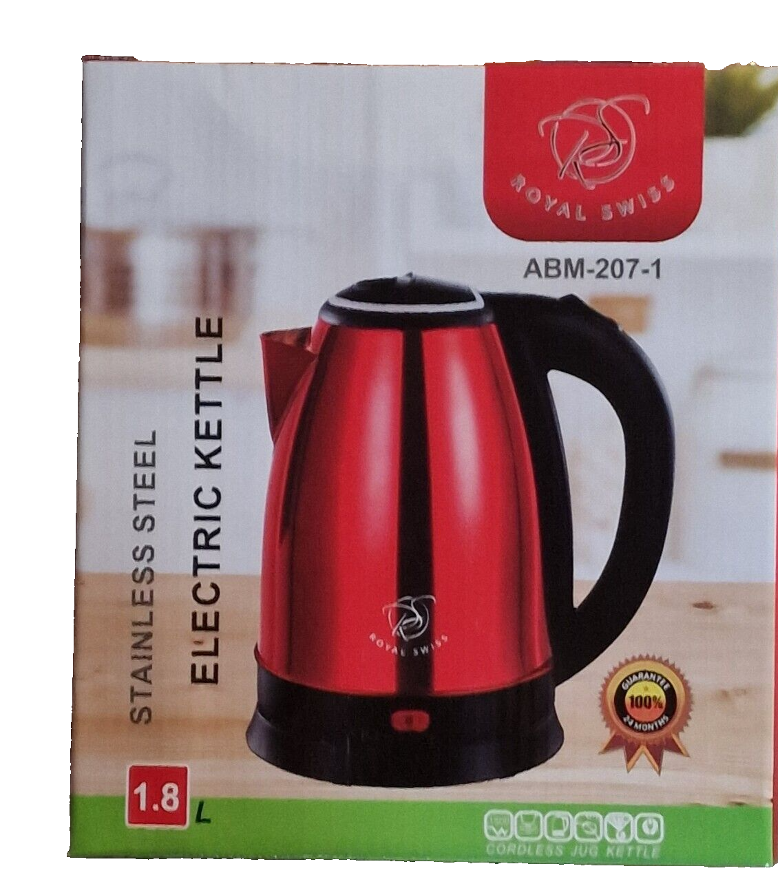 Royal Swiss ABM-207-1 , 1,8 Liter ✅, Wasserkocher, Haushaltsgerät, Rot