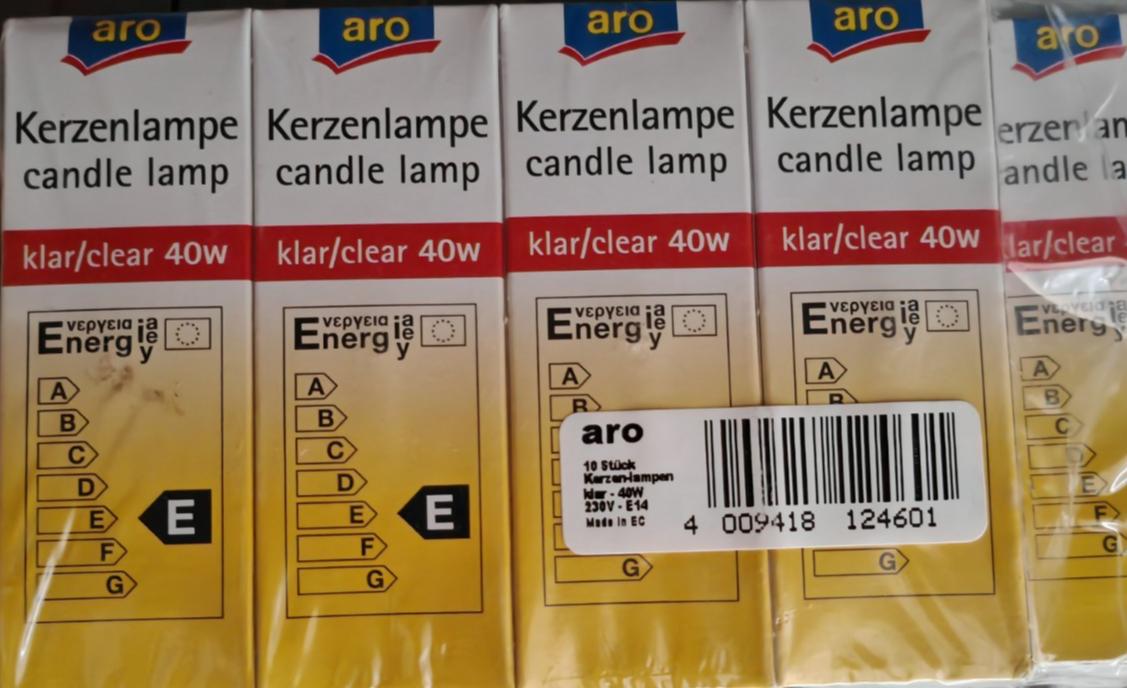 aro 9x Kerzenlampe 40W E14 Klar Glühbirnen Kerzenform Glühlampen HA34