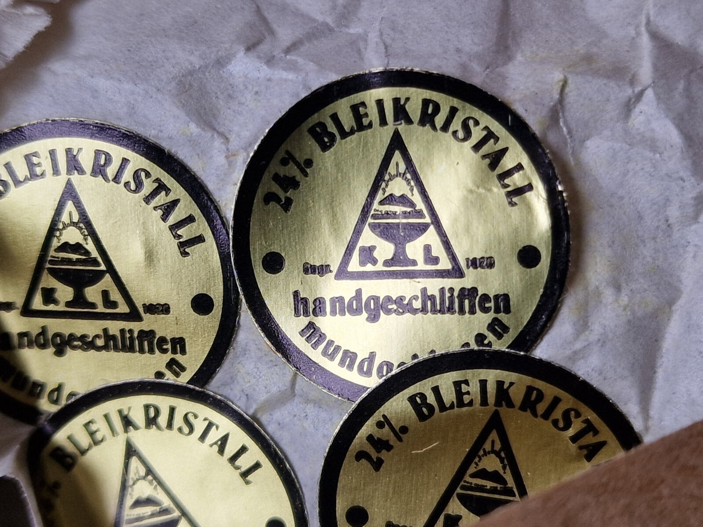KL, Mundgeblasene Schnapsgläser, 24% Bleikristall, Handgeschliffen, 12 Stück