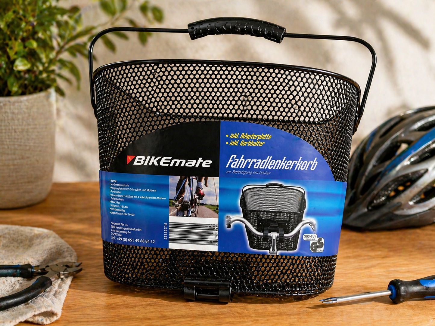 Bikemate Fahrradkorb Lenkerkorb Schwarz inkl Halterung Fahrrad Korb