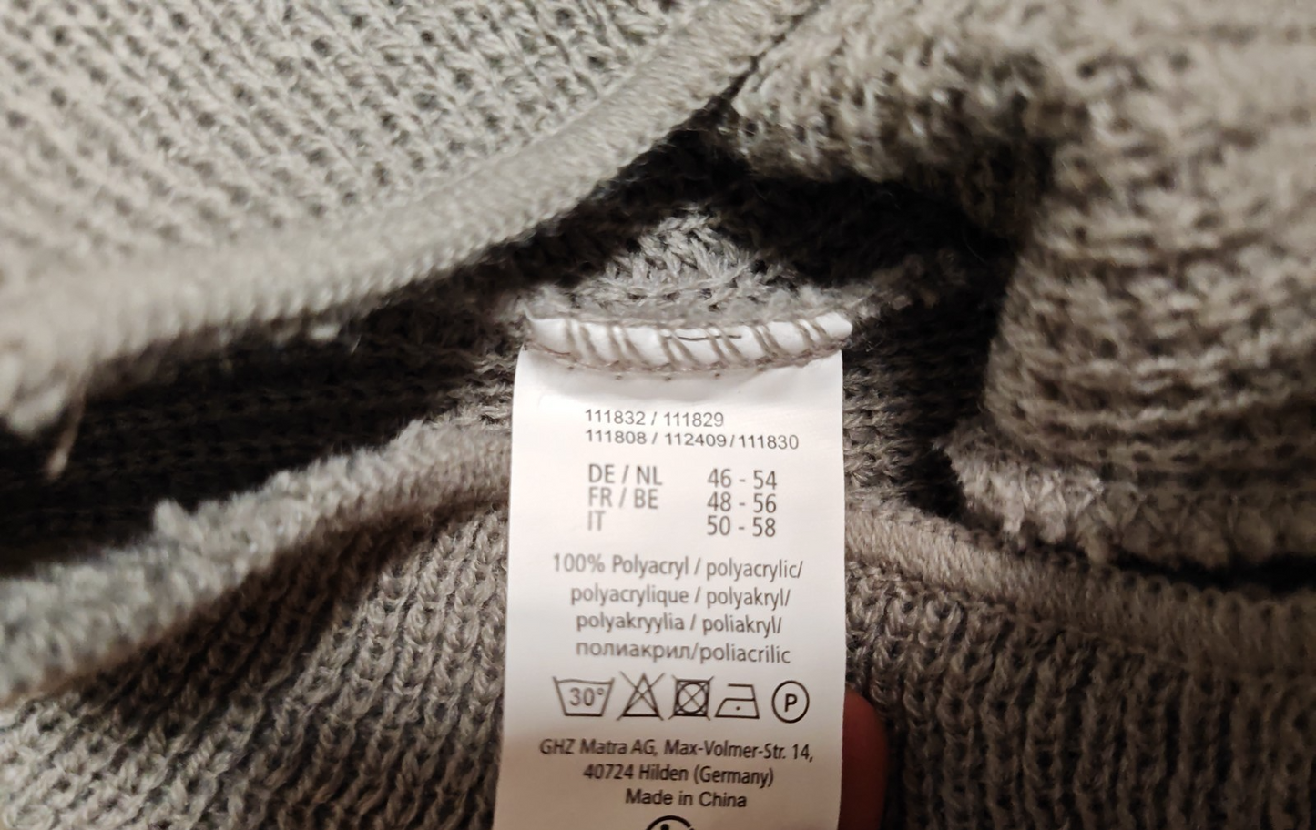 Lange Unterhose Unisex 46-54 100% Polyacryl Grau Thermounterwäsche
