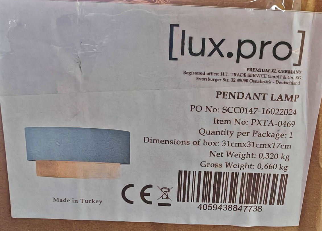 lux.pro Loughborough Pendelleuchte Blau Natur E27 Stoff Hängeleuchte 30cm HA33