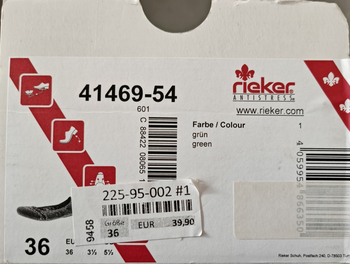 Rieker Antistress Damen Ballerinas Gr. 36 Grün 411469-54 Flecht-Detail G2
