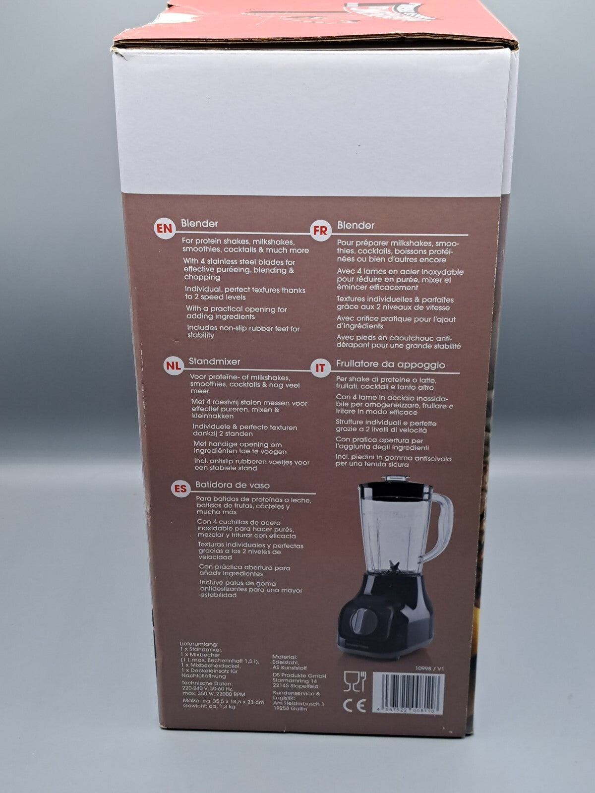 Gourmetmaxx Standmixer, 4 Klingen, 1 Liter