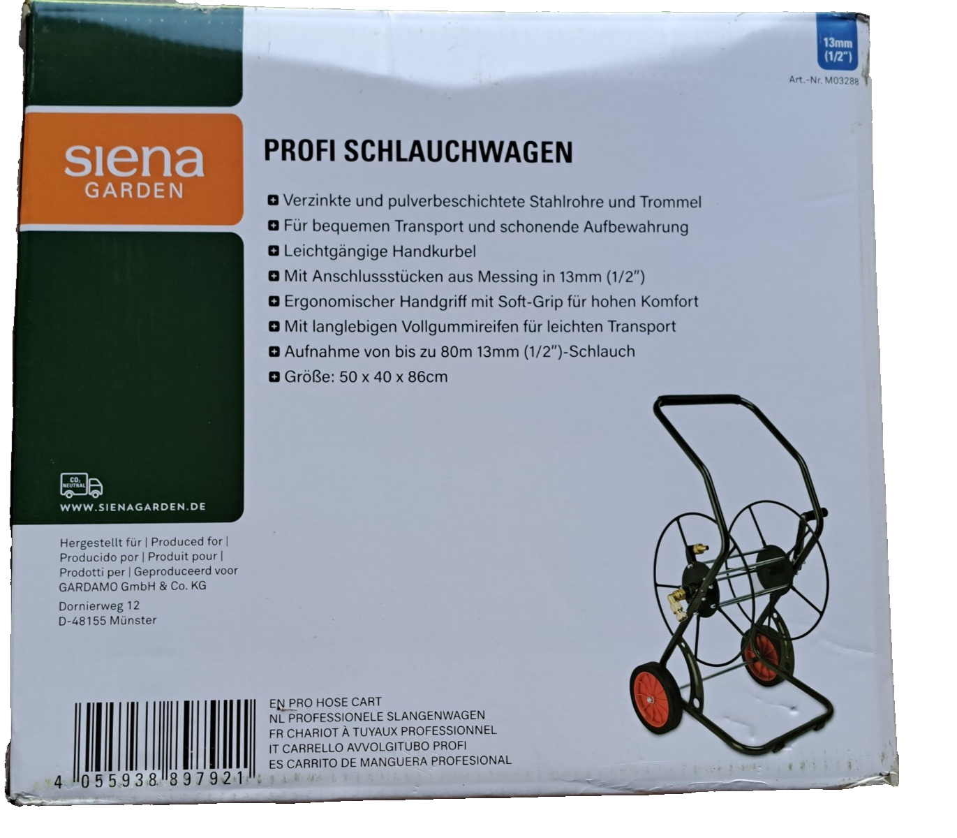SIENA GARDEN Profi Schlauchwagen Profi Schlauchwagen für 80 m bei 13 mm (1/2'')-