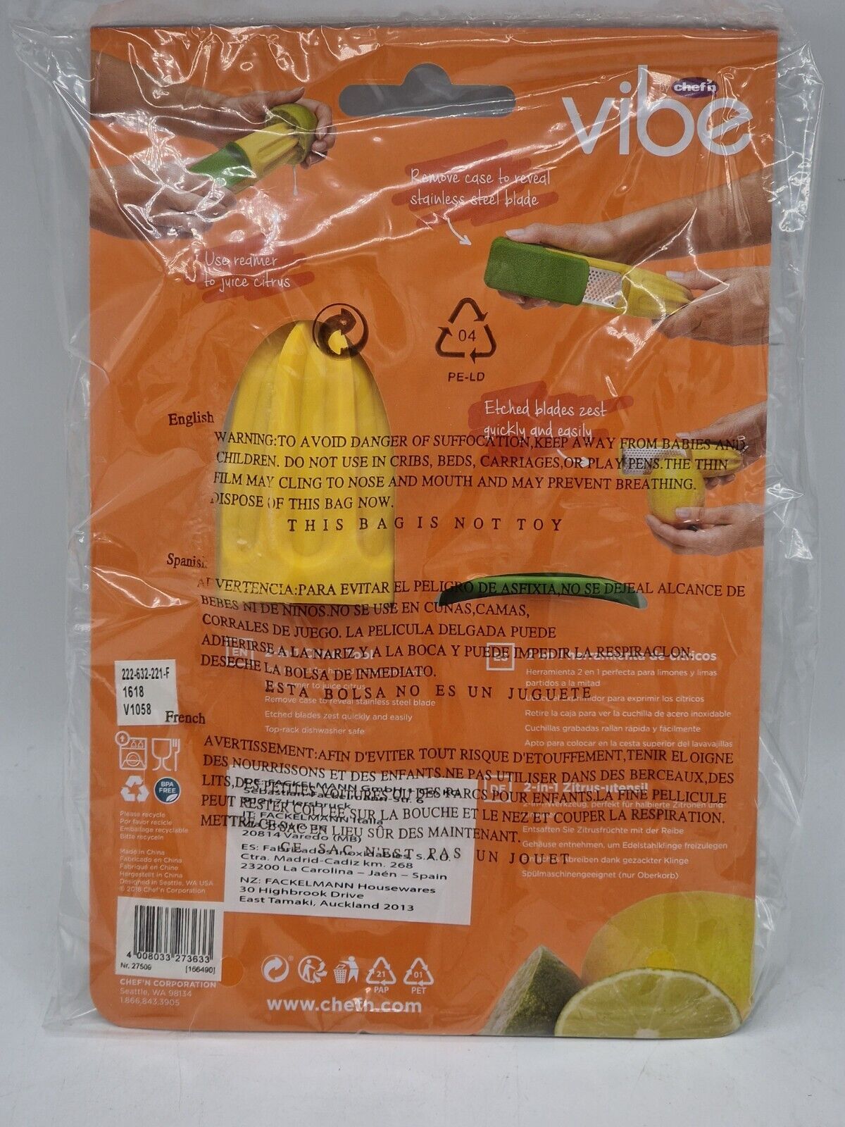 CHEF'N Zitruspresse Vibe Zitronenpresse 2in1