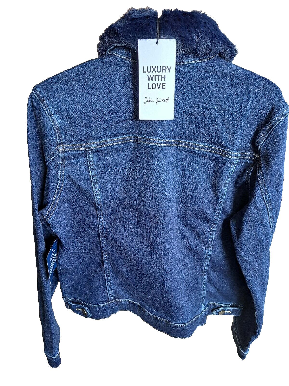 Jeansjacke elastische Ware Fellimitat-Kragen