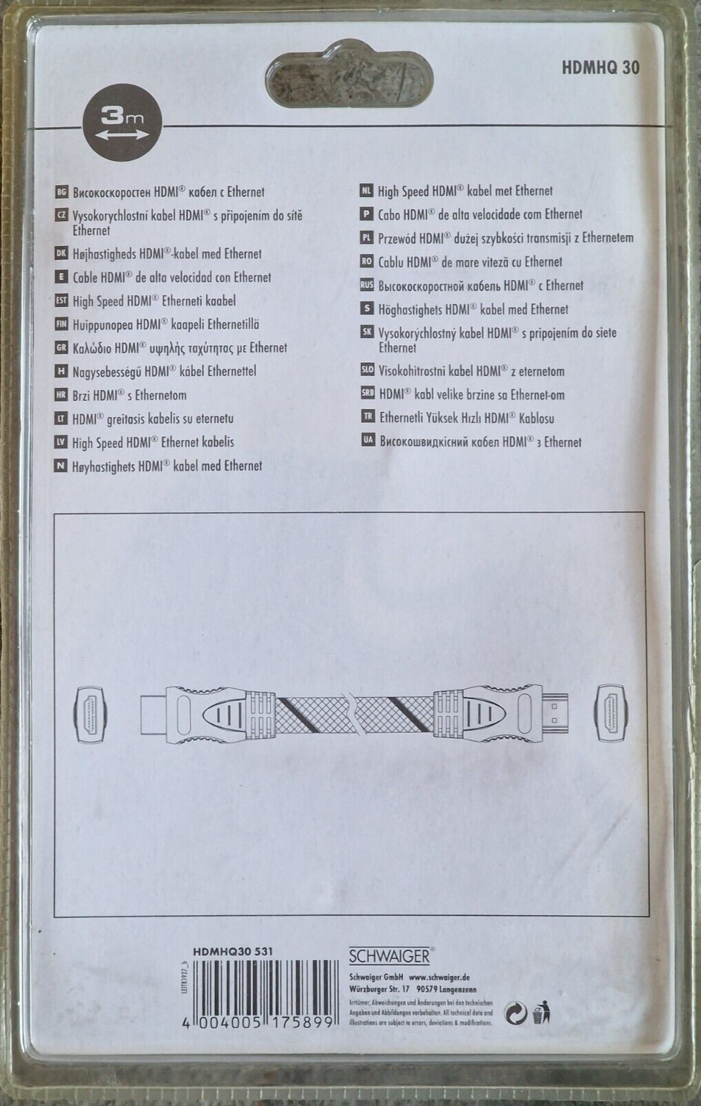 Schwaiger HDMHQ 30 High Speed HDMI Kabel mit Ethernet