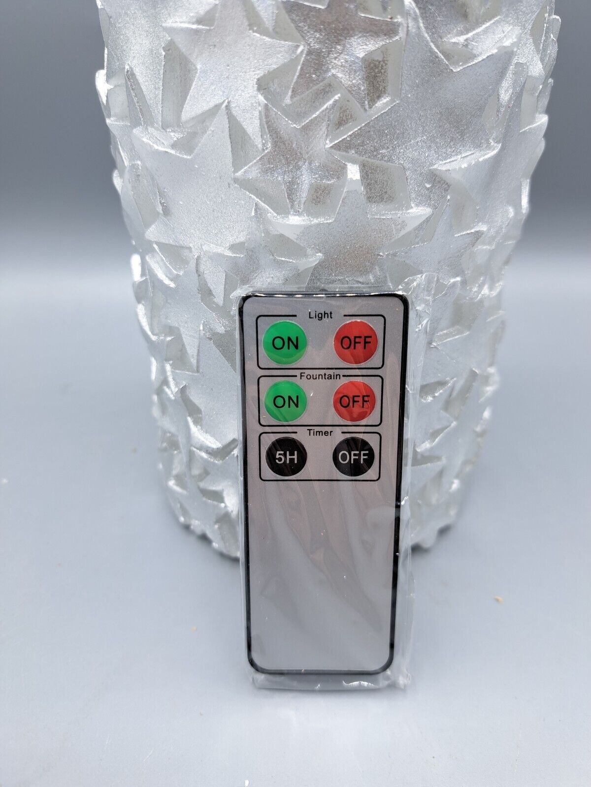 AM Design Brunnen Silber Sterne mit Fernbedienung, Beleuchtete Wasserfontäne