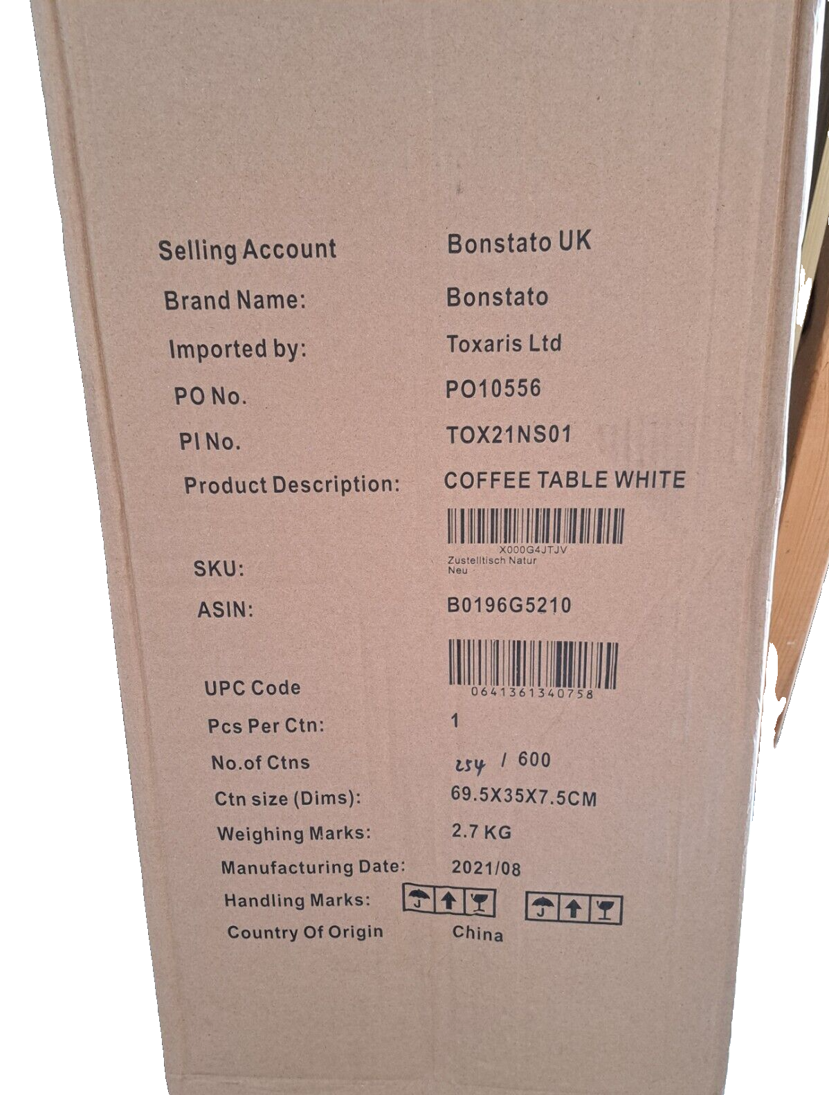 Bonstato Kaffe Tisch, weiß, Holz, Beistelltisch, Holz