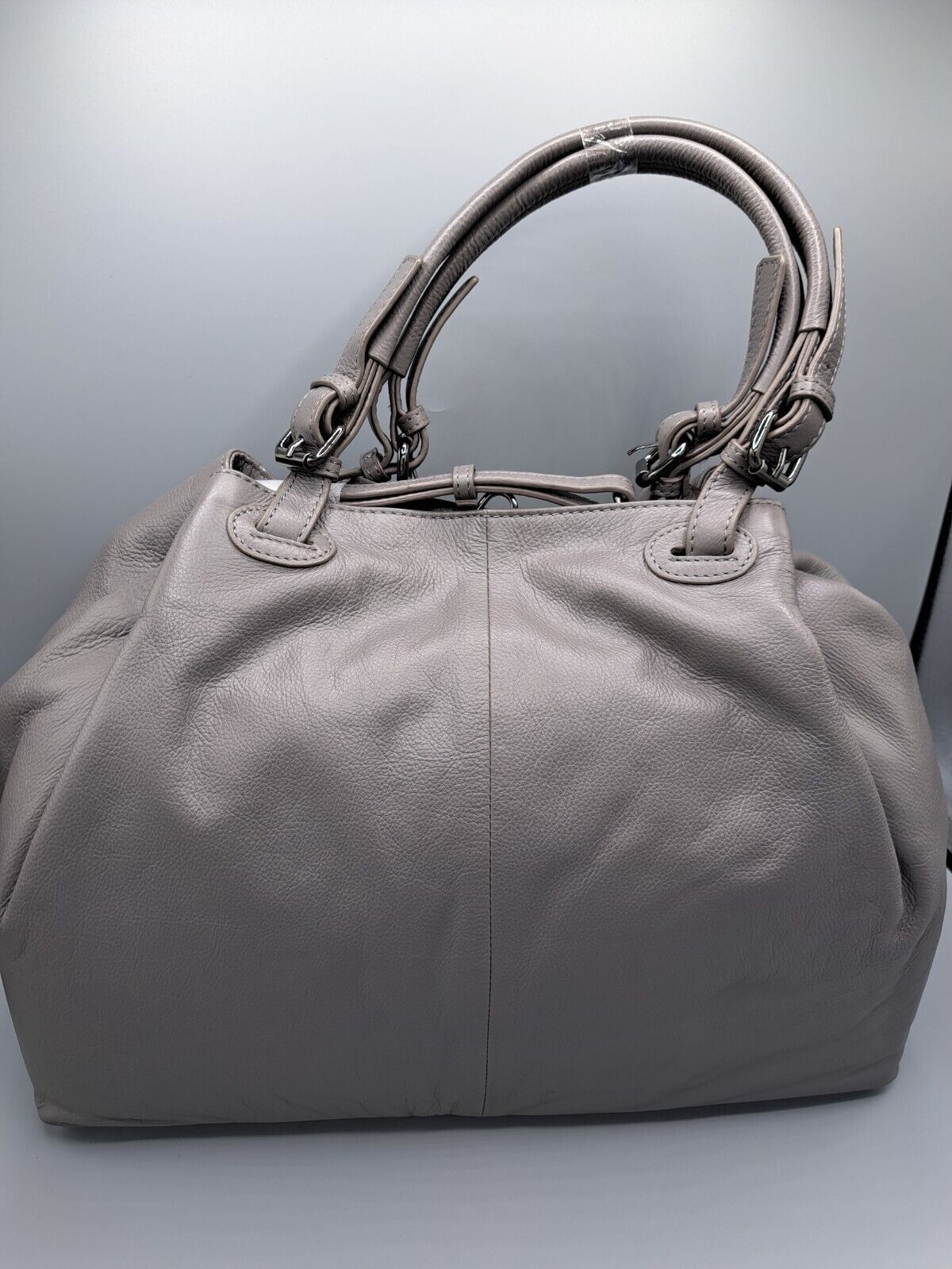 DAWID by Dawid Tomaszewski XL Shopper echt Leder Dawid Logo Grau Damen