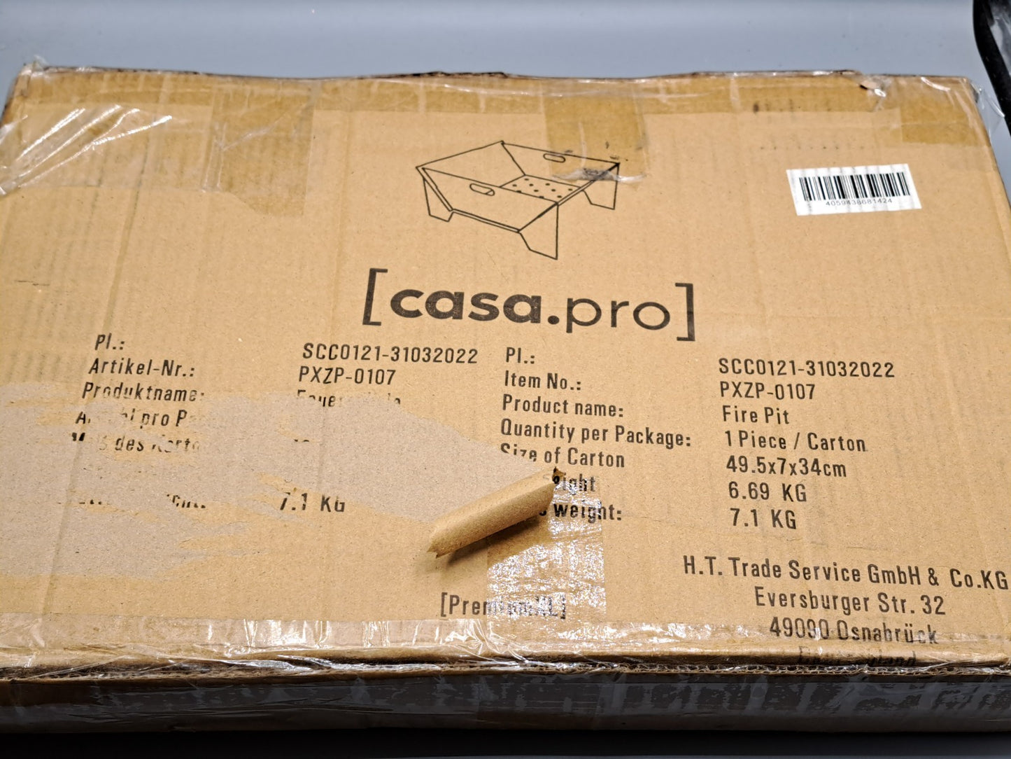 casa.pro Feuerschale Eidskog Feuerstelle quadratisch BBQ Metall Feuerkorb