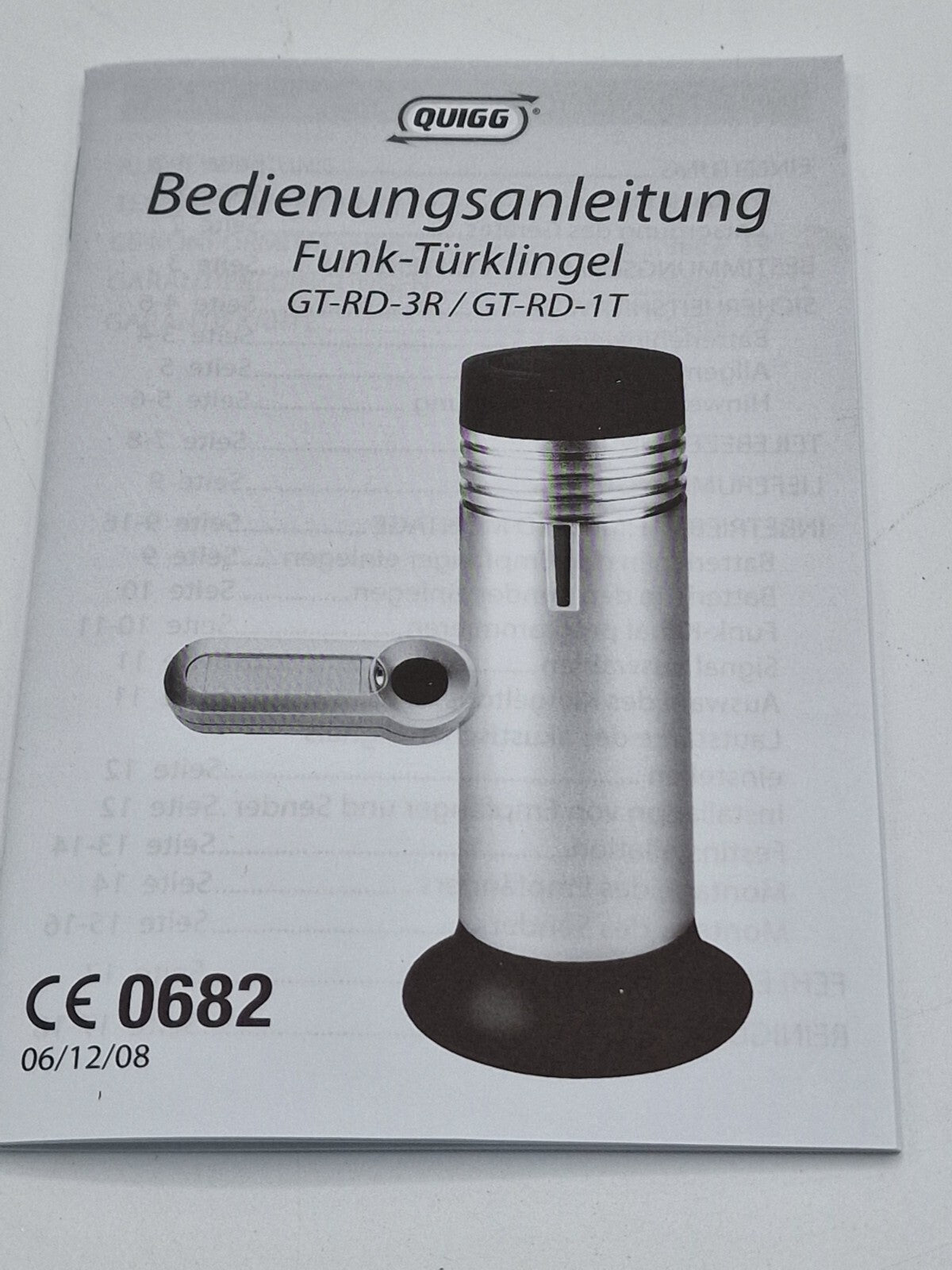 Quigg GT-RD-3R Funk Türklingel Kabellos Empfänger Funkgong Türgong 100m A6