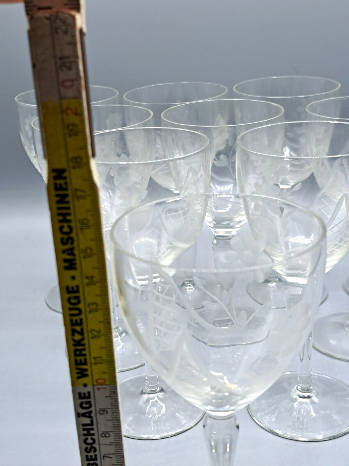 Antiquität, Gläser, Weingläser, 10 Teilig
