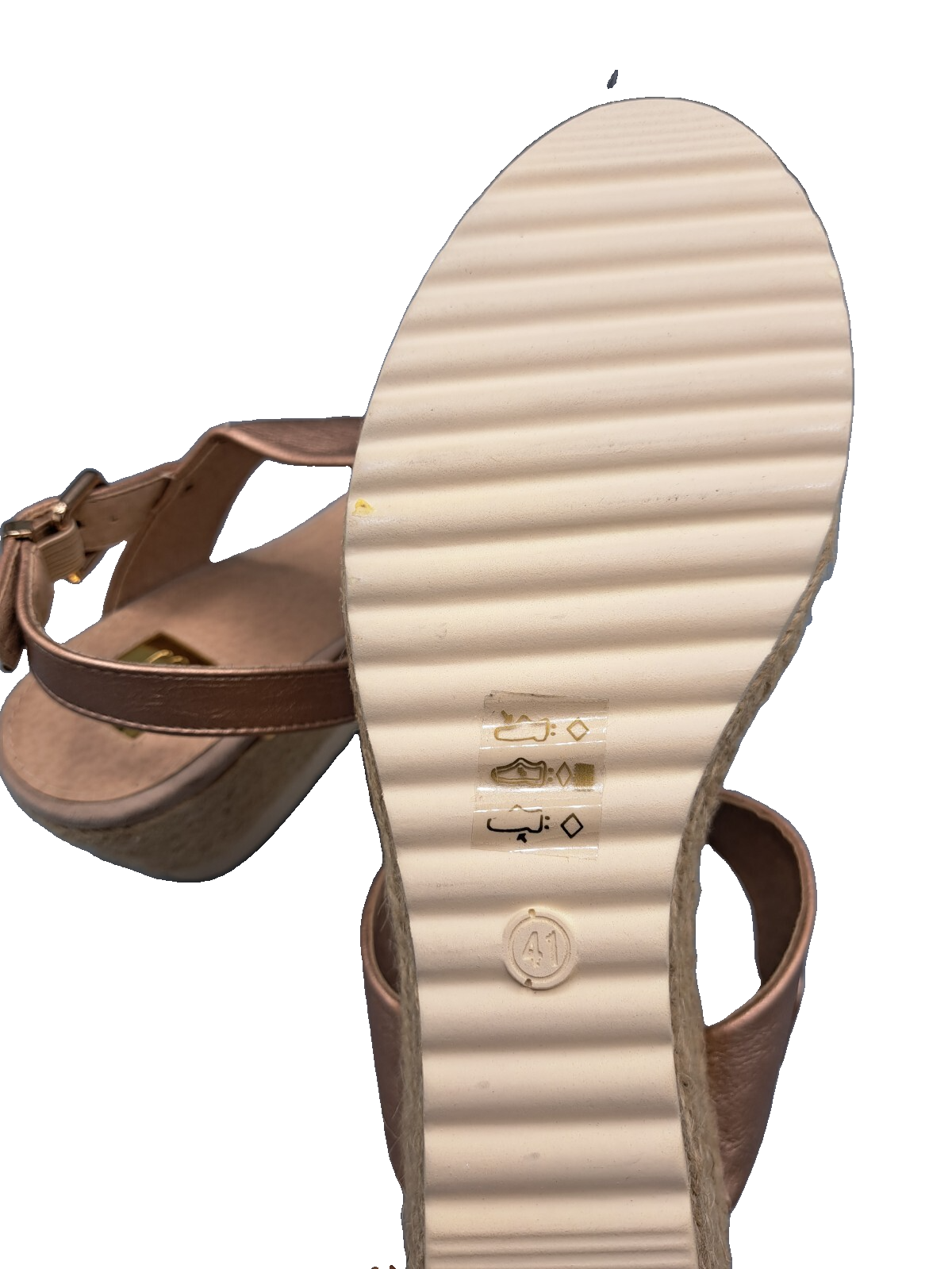 HB Shoes Damen Sandalen Gr. 41 Roségold Keilabsatz Plateau Riemchensandalen G1
