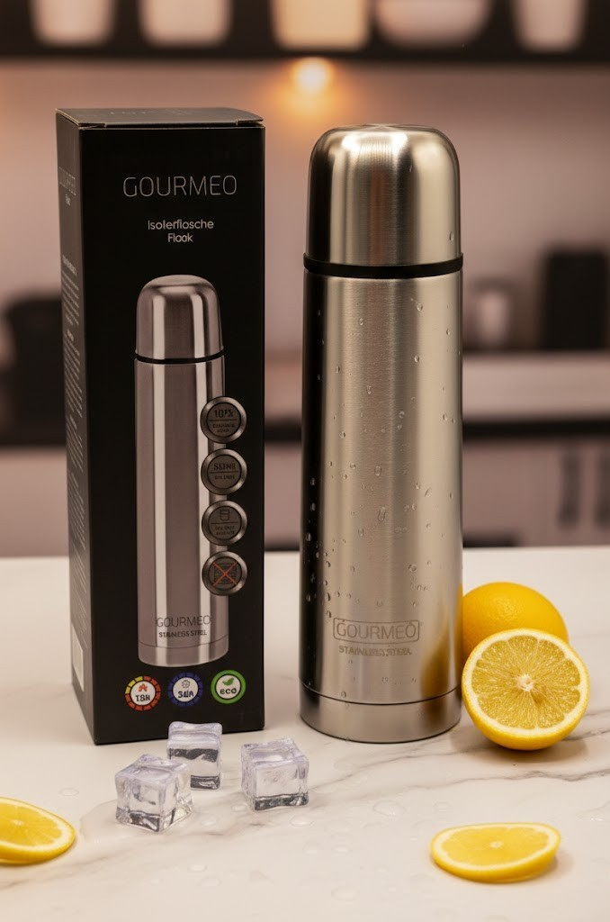Gourmeo Isolierflasche Thermoflasche Flask 500 ml Edelstahl