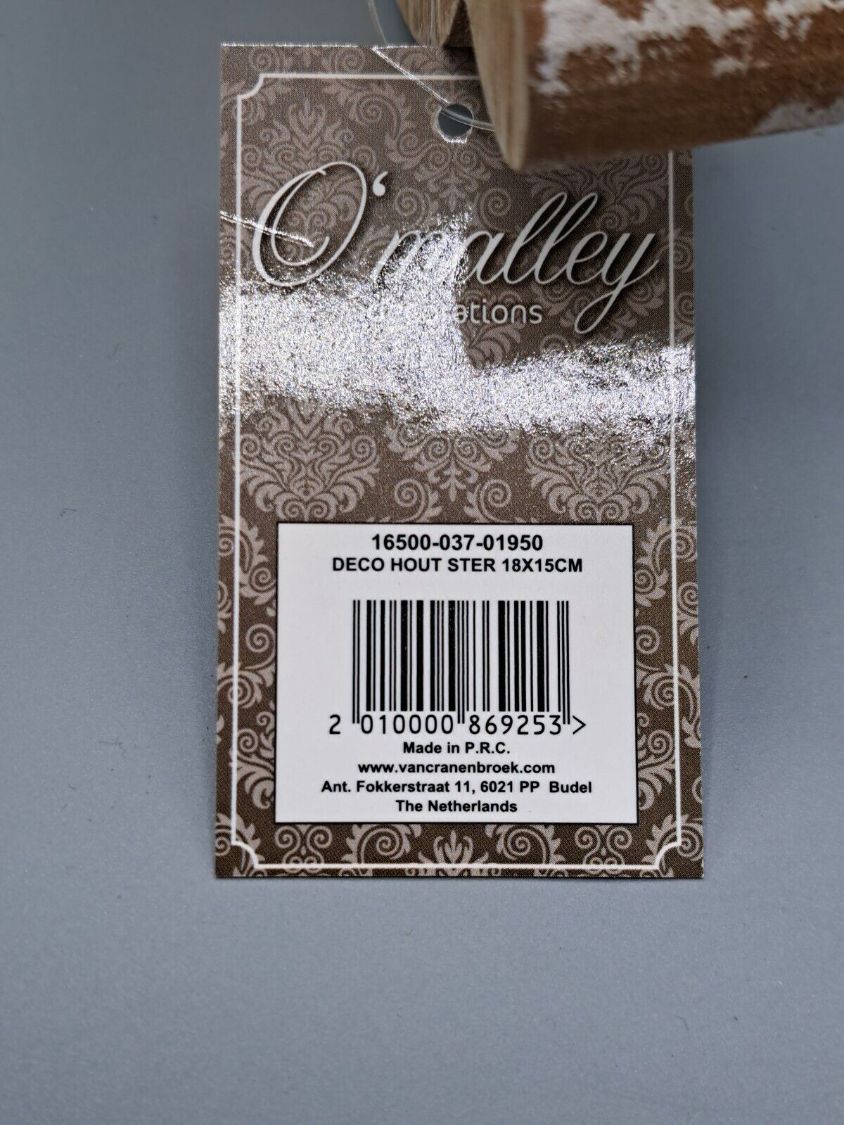 O`malley Decorations, Holzdecko 18x15cm, Stern mit schlitten