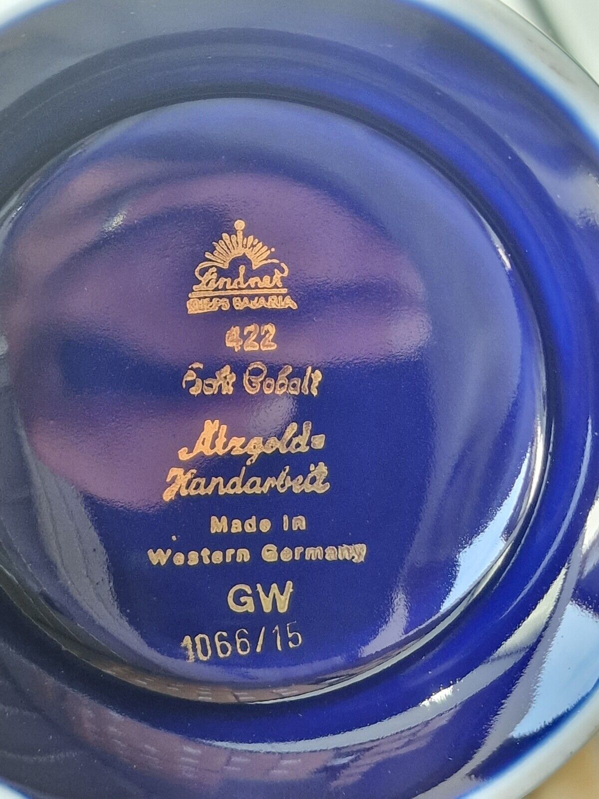 Lindner Porzellan, Vase, Ätzgold Kobalt, Handarbeit