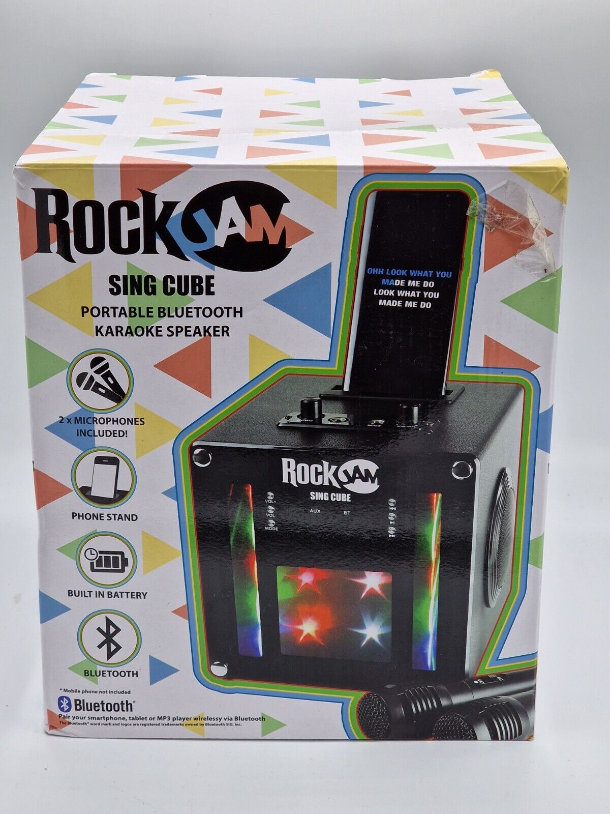 RockJam Singcube 5-Watt-Bluetooth-Karaoke-Maschine mit zwei Mikrofonen