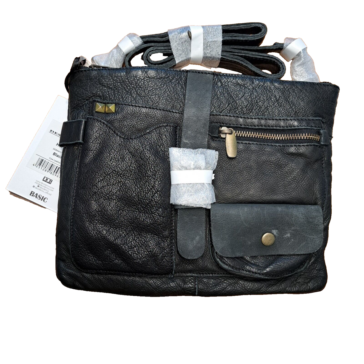 Desiderius Basic Hortus Schwarz Männer-Handtasche, Leder, UVP: 120€