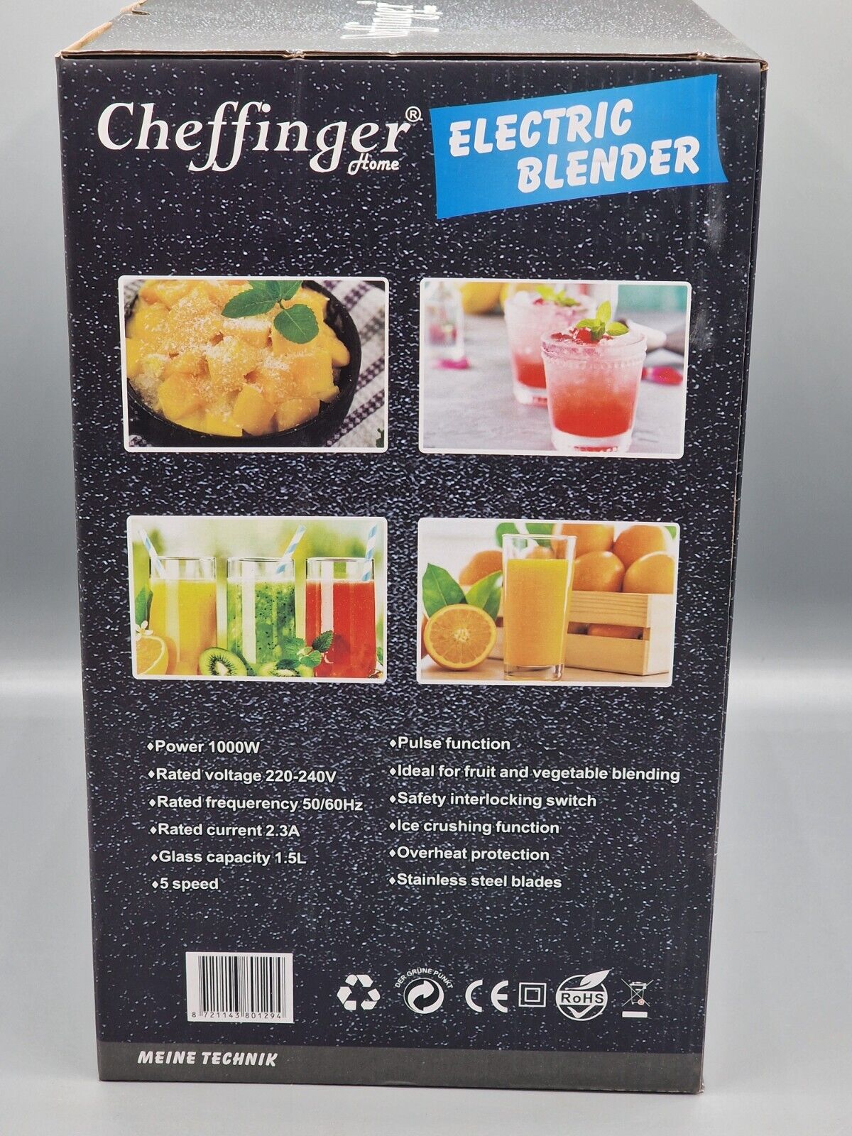 Chefinger CF-GIB1.5: 2-in-1-Mixer aus Edelstahl – 1,5 L