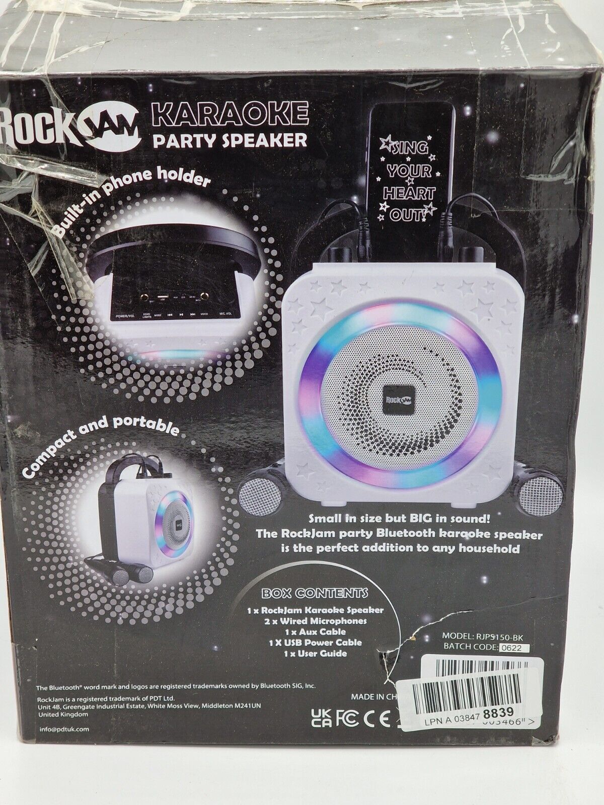 RockJam 10-Watt Rechargeable Bluetooth Karaoke Maschine mit zwei Mikrofonen