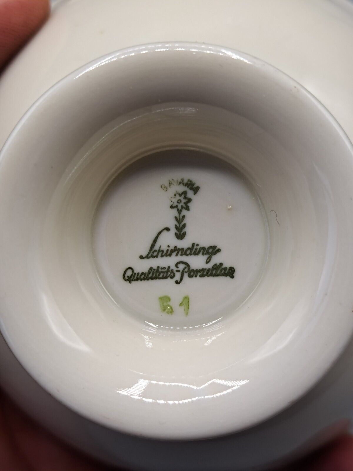 Schirnding Porzellan, 1 Kaffeetasse, Untertasse, Teller , Antiquität