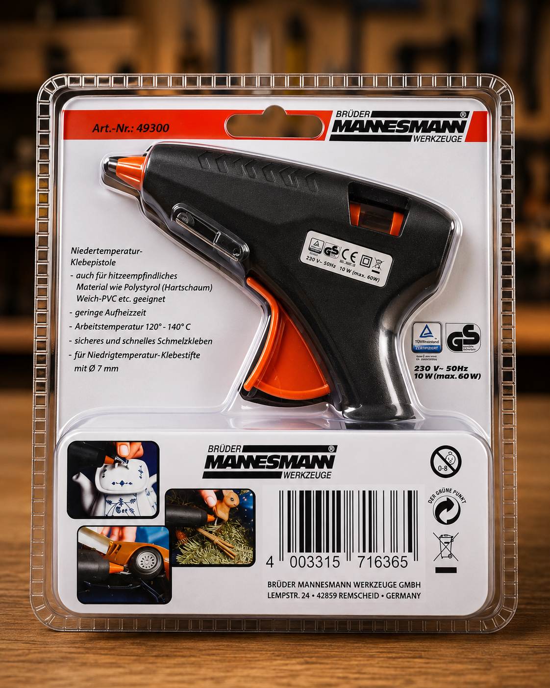 Brüder Mannesmann M49300 Heißklebepistole 10W 7mm Klebesticks Basteln