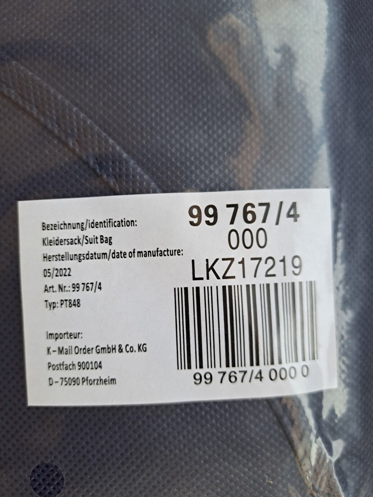 3x BABISTA, Kleidersack, Kleiderschutz, Stoff, Reißverschluss, Blau