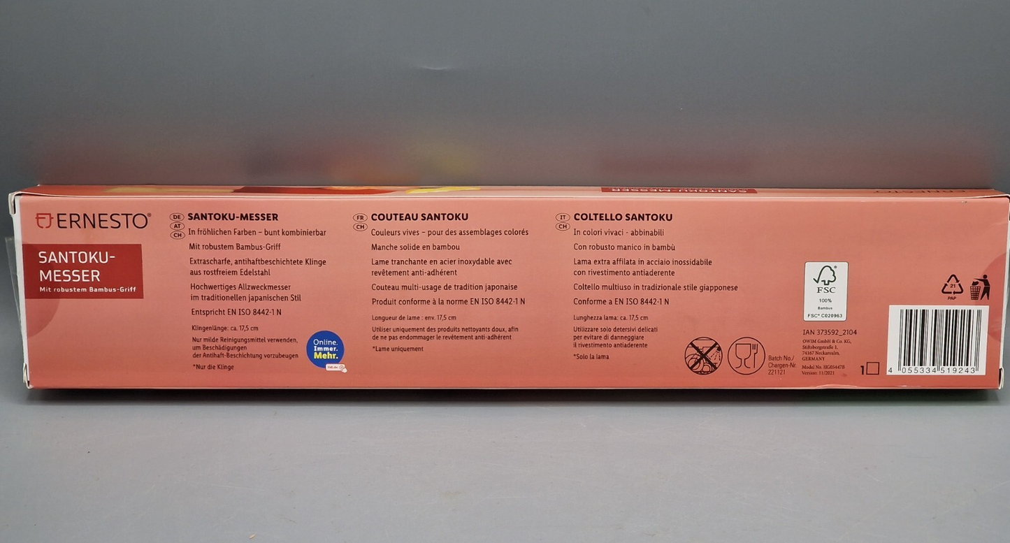 Ernesto Santoku-Messer, 17,5 cm, Edelstahl, Bambusgriff