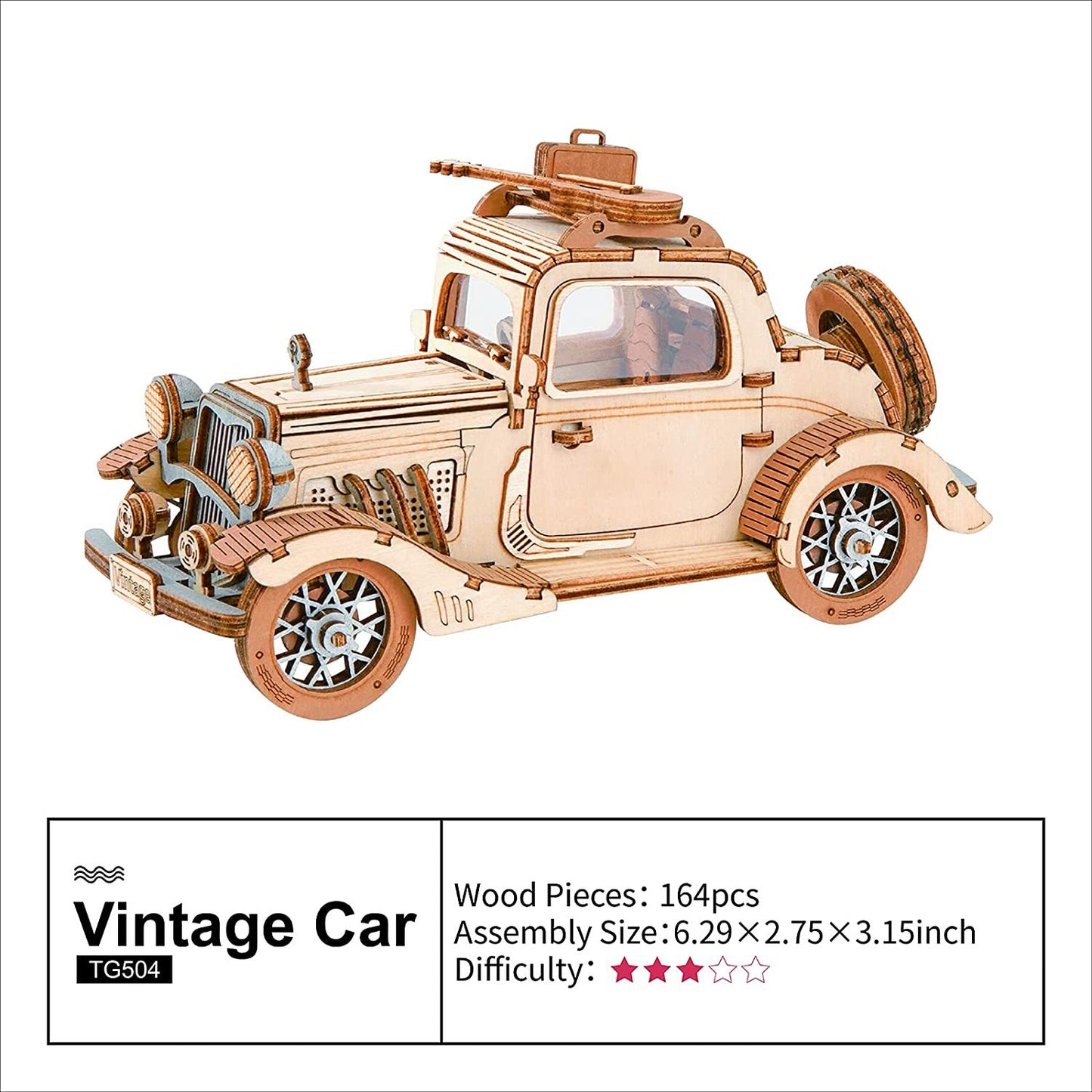 Robotime Rolife Vintage Automodell 3D Holzpuzzle Spielzeug für Kinder