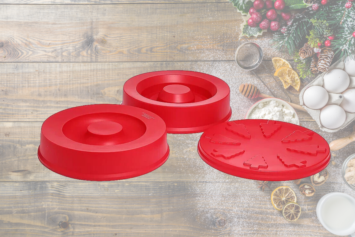 QVC 3D-Backform Tannenbaum aus Silikon Ø 25cm, 3tlg