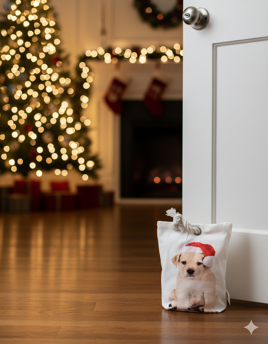 Grundig Weihnachts Türstopper mit LED-Licht Hundemotiv, 20x14 cm