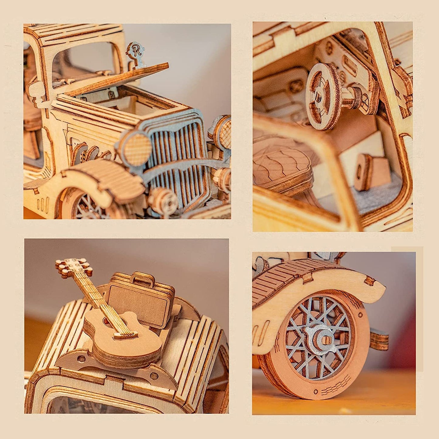 Robotime Rolife Vintage Automodell 3D Holzpuzzle Spielzeug für Kinder