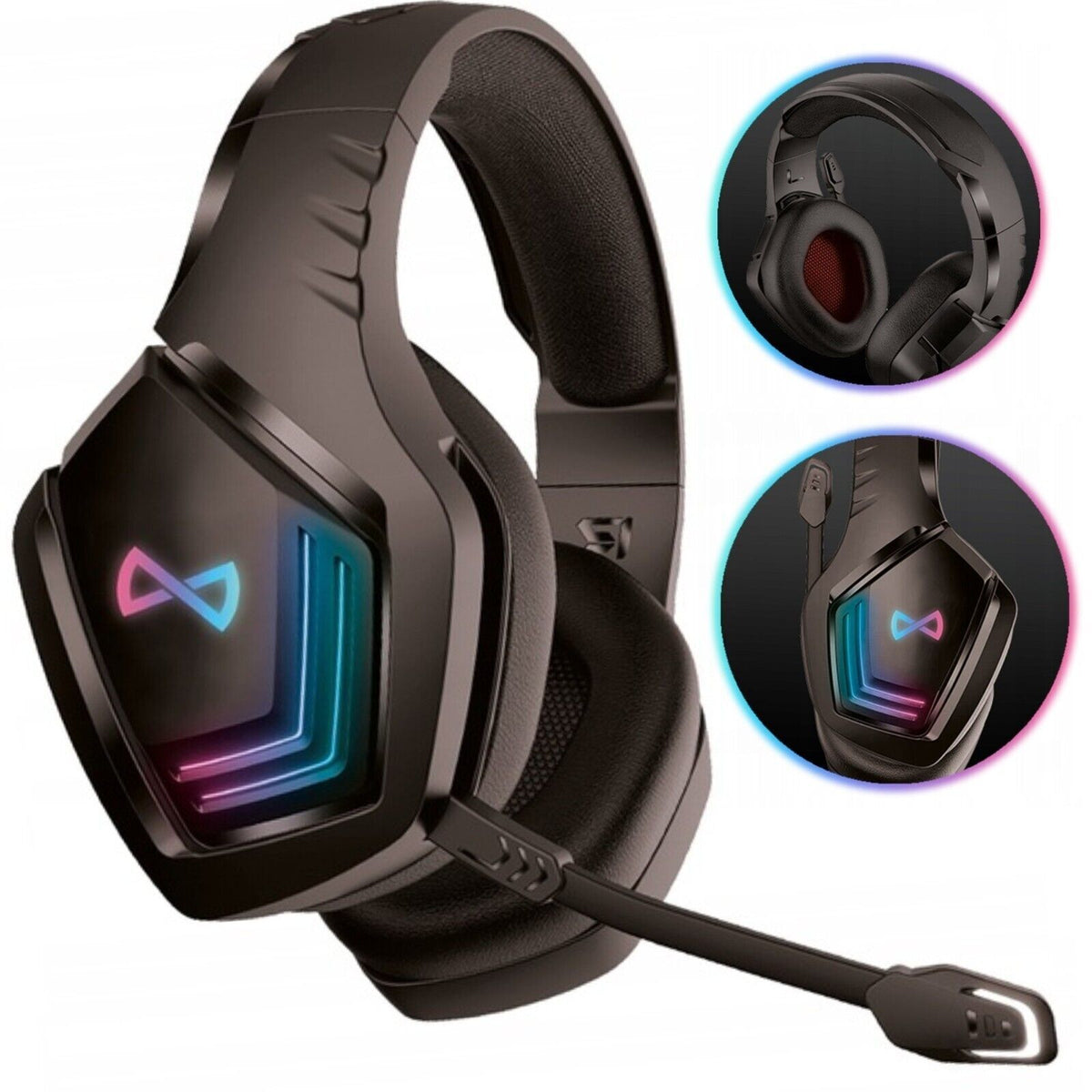 Forever GHS-700 Wireless Gaming Headset Bluetooth 5.0 RGB Mikrofon Schwarz A8